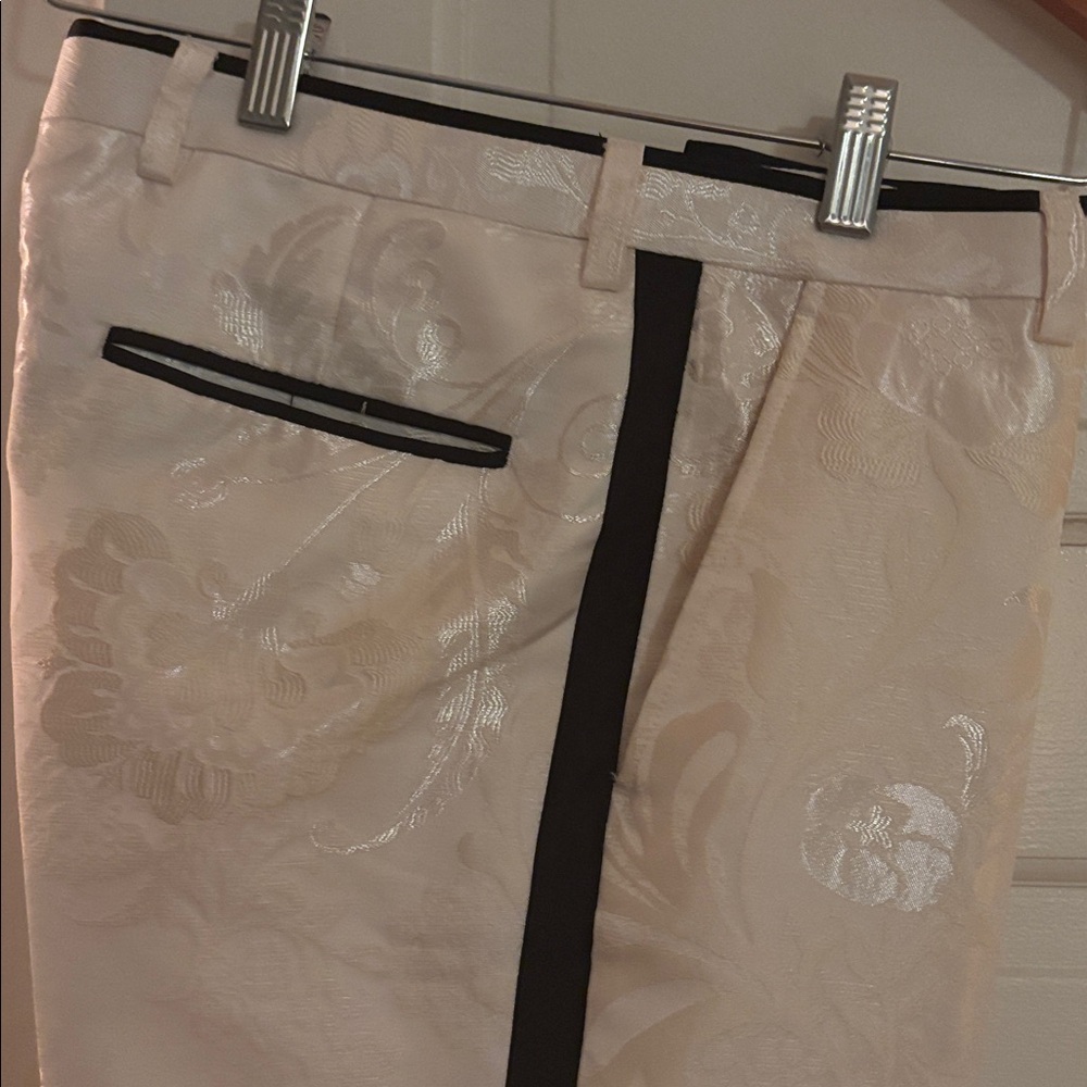 Paisley & Gray Floral Patterned Cream Dress Pants